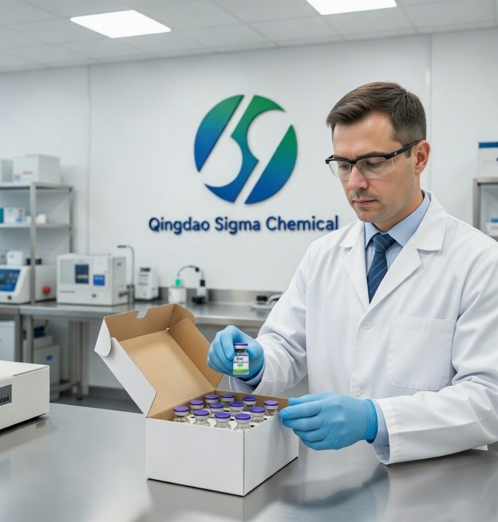 QSC staff packaging vials for shipment